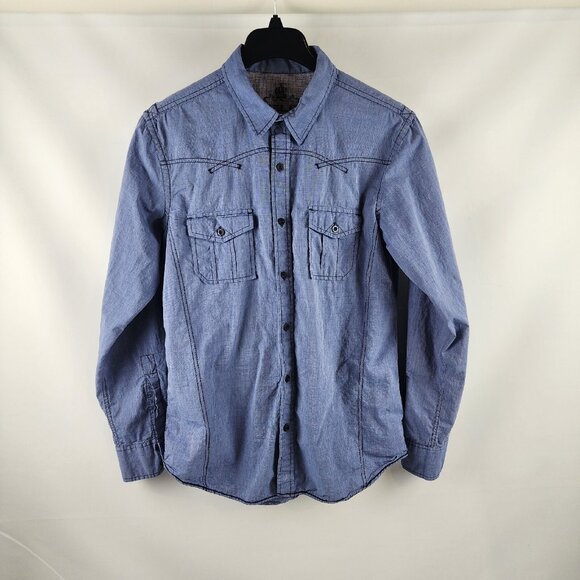 Helix Shirt Men Large Button Down Long Sleeve Blue - Picture 1 of 7